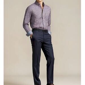 JOHNSTON & MURPHY Shirt Men XL Contrast Flip Cuff Gingham check Multicolor